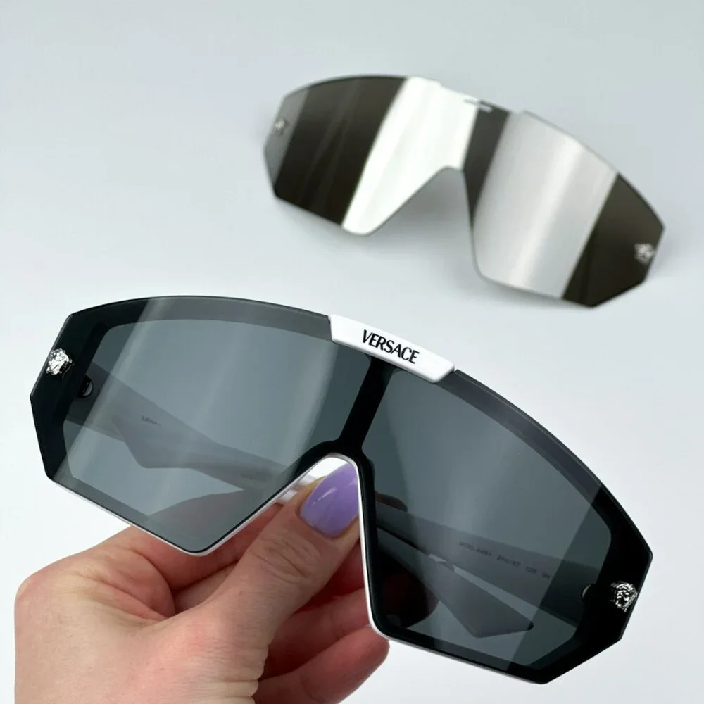 Versace VE4461 314/87 BRAND NEW Sunglasses White Mirror Silver Detachable Lens